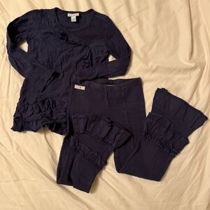 2000s Naartjie Kids girls’ 6 years M matching navy blue ruffle set